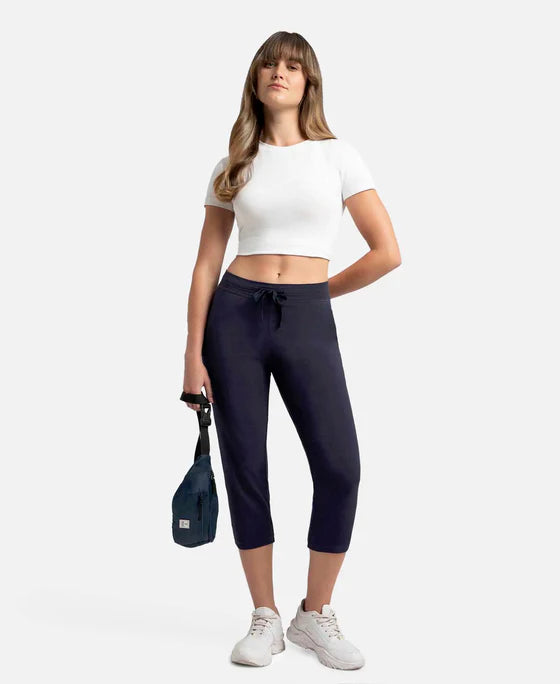 #1300 Super Combed Cotton Elastane Slim Fit Capri with Side Pockets uper Cotton Elastane Slim Fit Printed Capri with Side Pockets