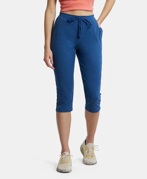 #1300 Super Combed Cotton Elastane Slim Fit Capri with Side Pockets uper Cotton Elastane Slim Fit Printed Capri with Side Pockets