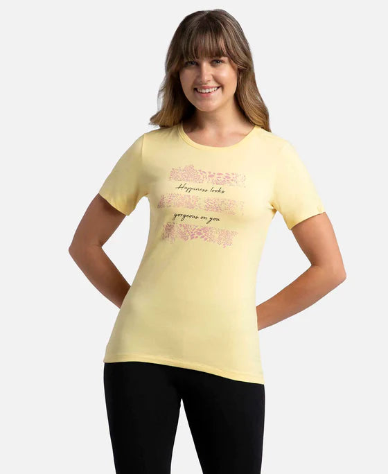 #1361 Super Combed Cotton Elastane Stretch Regular Fit Graphic Printed Round Neck Half Sleeve T-Shirt
