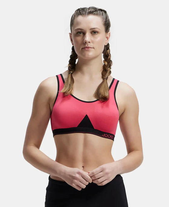 #1376 Wirefree Non Padded Super Combed Cotton Elastane Stretch Full Coverage Slip-On Active Bra with Wider Straps and Moisture Move Treatment