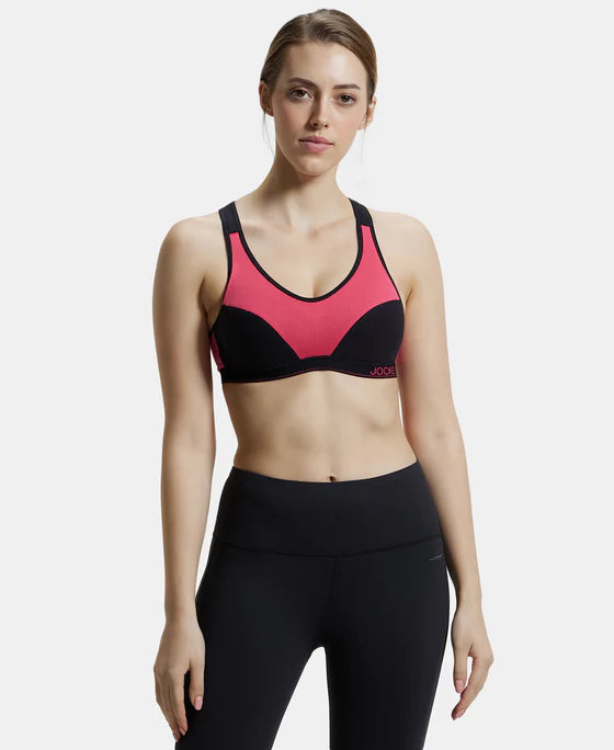 #1378 Wirefree Padded Super Combed Cotton Elastane Stretch Full Racerback Active Bra with StayFresh and Moveoisture Move Treatment