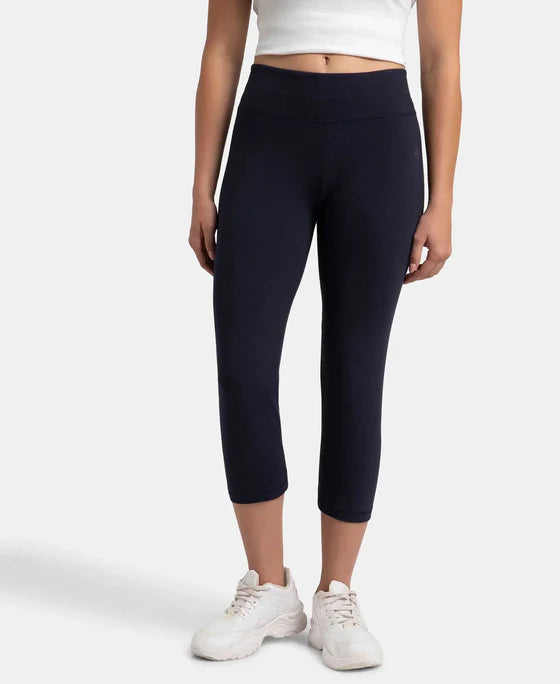 #1391 Super Combed Cotton Elastane Stretch Slim Fit Capri with Ultrasoft Waistband