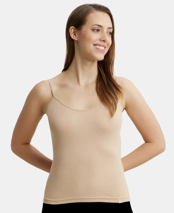 #1487 Super Combed Cotton Rib Camisole with Adjustable Straps and StayFresh Treatment - White