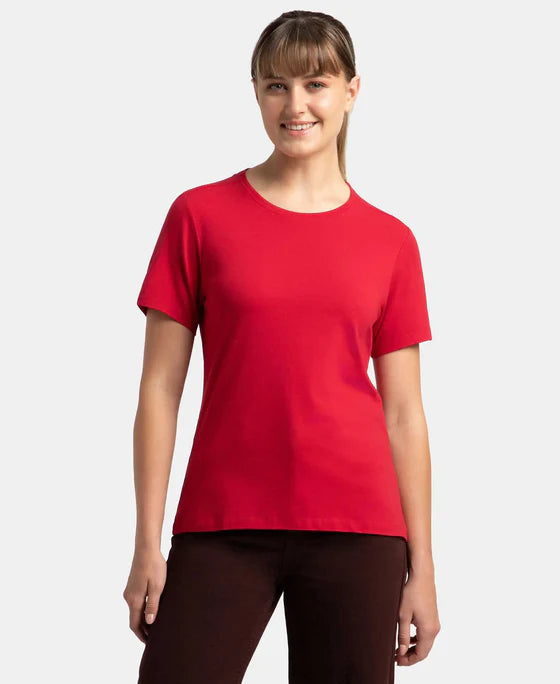 #1515 Super Combed Cotton Elastane Stretch Regular Fit Solid Round Neck Half Sleeve T-Shirt