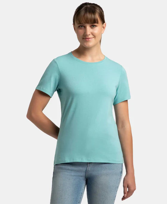 #1515 Super Combed Cotton Elastane Stretch Regular Fit Solid Round Neck Half Sleeve T-Shirt