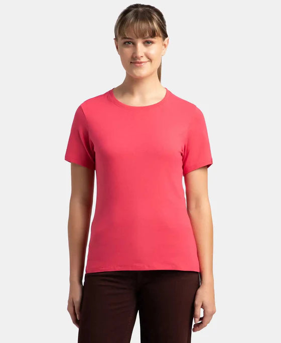 #1515 Super Combed Cotton Elastane Stretch Regular Fit Solid Round Neck Half Sleeve T-Shirt