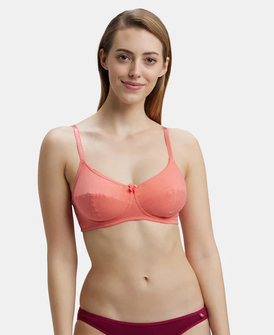 #1615 Wirefree Non Padded Super Combed Cotton Elastane Stretch Full Coverage Everyday Bra with Soft Adjustable Straps