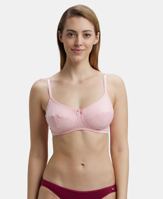 #1615 Wirefree Non Padded Super Combed Cotton Elastane Stretch Full Coverage Everyday Bra with Soft Adjustable Straps
