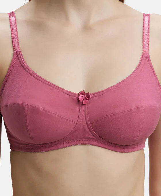 #1615 Wirefree Non Padded Super Combed Cotton Elastane Stretch Full Coverage Everyday Bra with Soft Adjustable Straps