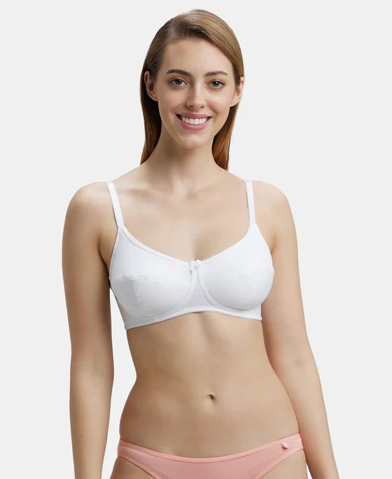 #1615 Wirefree Non Padded Super Combed Cotton Elastane Stretch Full Coverage Everyday Bra with Soft Adjustable Straps