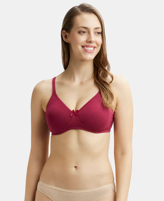 #1722 Wirefree Non Padded Super Combed Cotton Elastane Stretch Medium Coverage Everyday Bra with Concealed Shaper Panel