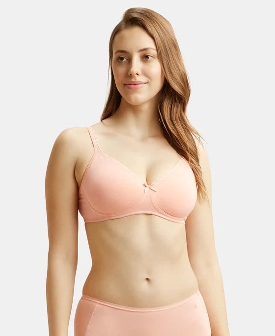 #1722 Wirefree Non Padded Super Combed Cotton Elastane Stretch Medium Coverage Everyday Bra with Concealed Shaper Panel