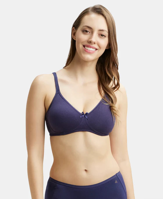 #1722 Wirefree Non Padded Super Combed Cotton Elastane Stretch Medium Coverage Everyday Bra with Concealed Shaper Panel