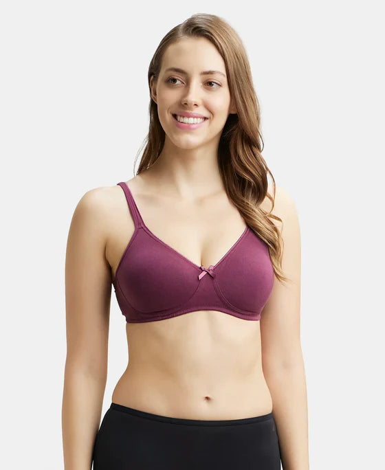 #1722 Wirefree Non Padded Super Combed Cotton Elastane Stretch Medium Coverage Everyday Bra with Concealed Shaper Panel