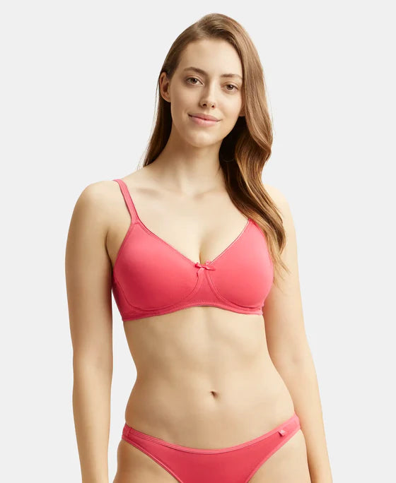 #1722 Wirefree Non Padded Super Combed Cotton Elastane Stretch Medium Coverage Everyday Bra with Concealed Shaper Panel