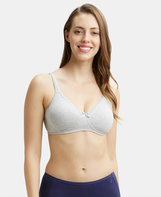 #1722 Wirefree Non Padded Super Combed Cotton Elastane Stretch Medium Coverage Everyday Bra with Concealed Shaper Panel