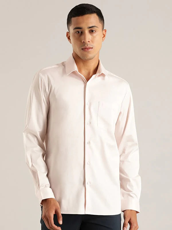 Indian Terrain Men Solid Full Sleeve Cotton Blend Shirt ā ITMSH04362LS Coral