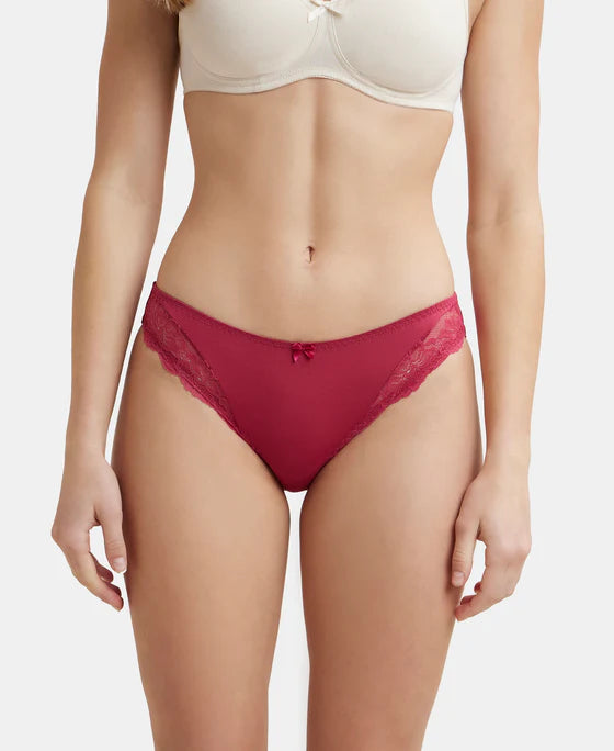 #1813 Medium Coverage Soft Touch Microfiber Elastane Stretch Lace Styled Bikini With StayFresh Treatment -