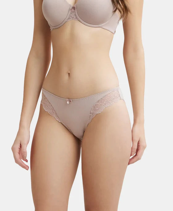 #1813 Medium Coverage Soft Touch Microfiber Elastane Stretch Lace Styled Bikini With StayFresh Treatment -