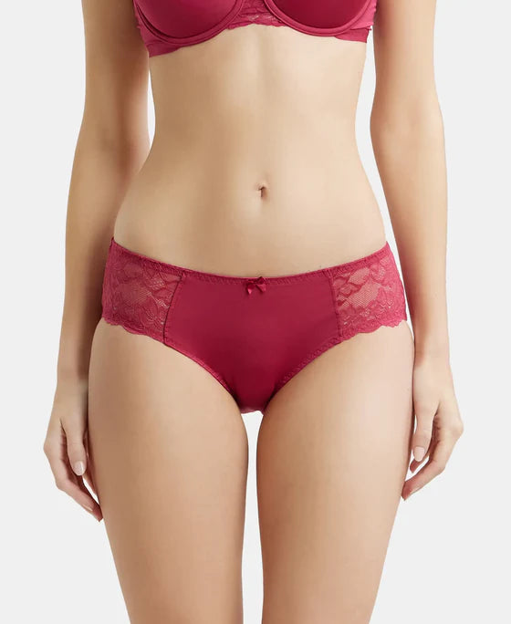 #1814 Full Coverage Soft Touch Microfiber Elastane Stretch Hipster With Lace Styling and StayFresh Treatment