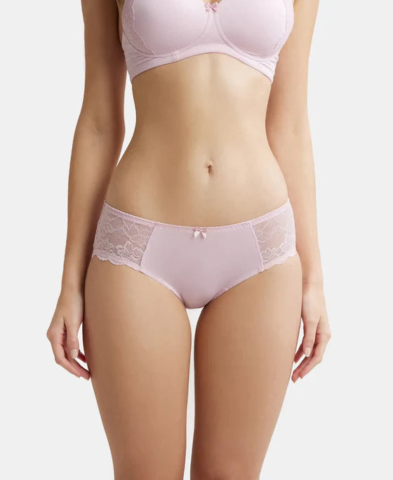 #1814 Full Coverage Soft Touch Microfiber Elastane Stretch Hipster With Lace Styling and StayFresh Treatment