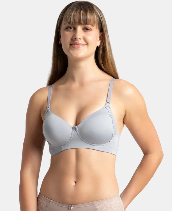 #1816 Wirefree Padded Soft Touch Microfiber Elastane Stretch Full Coverage T-Shirt Bra with Lace Styling