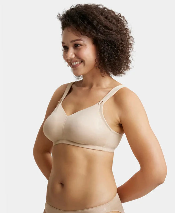 #1841 Wirefree Non Padded Soft Touch Microfiber Elastane Stretch Full Coverage Minimizer Bra with Broad Cushioned Fabric Strap