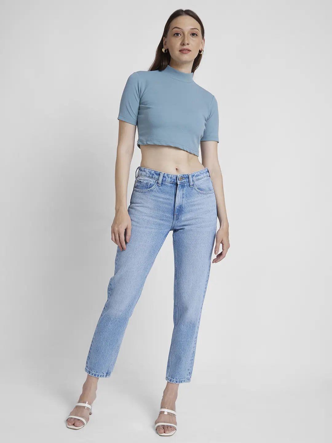 Spykar Women Light Blue Cotton Mom Fit Ankle Length Clean Look Jeans #WDNYNR2BC338