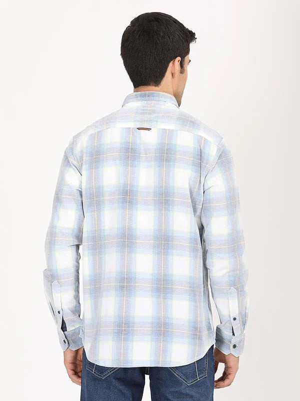 Indian Terrain Men Checked Full Sleeve Cotton Shirt ITMSH07648LS White Shade