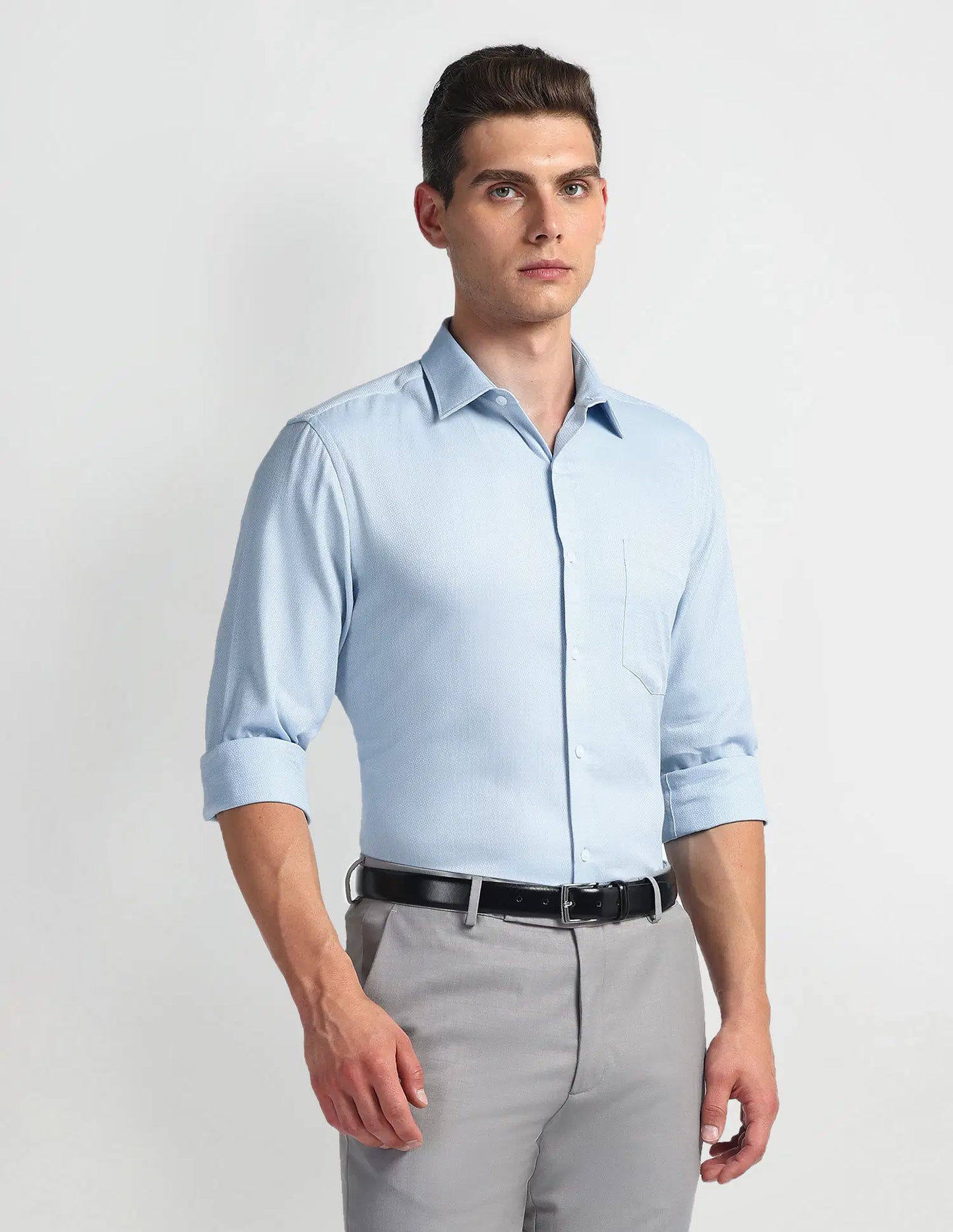#Arrow Patterned Dobby Cotton Shirt