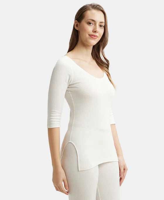 #2503 Super Combed Cotton Rich Three Quarter Sleeve Thermal Top with StayWarm Technology