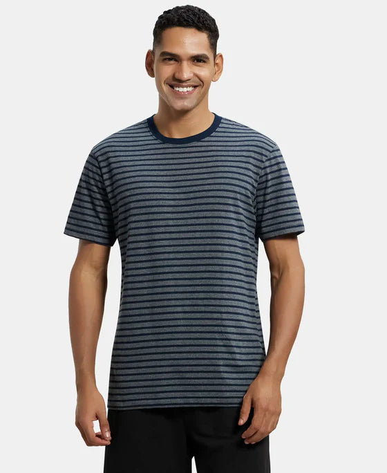 #2715 Super Combed Cotton Rich Striped Round Neck Half Sleeve T-Shirt