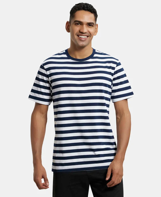 #2715 Super Combed Cotton Rich Striped Round Neck Half Sleeve T-Shirt