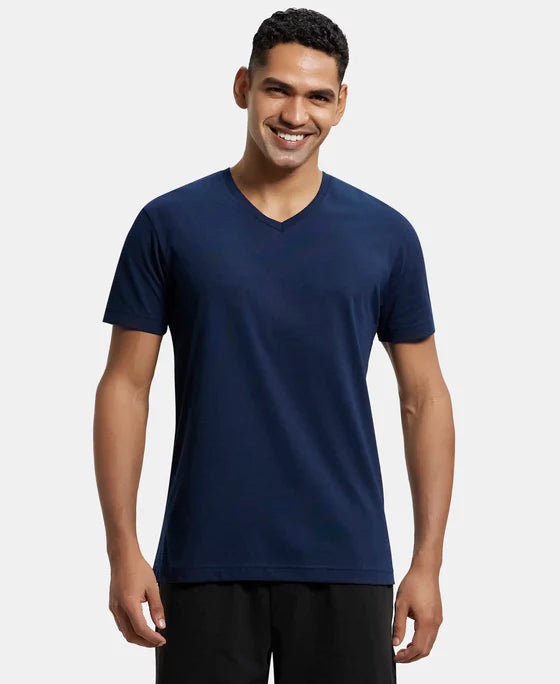 #2726 Super Combed Cotton Rich Solid V Neck Half Sleeve T-Shirt