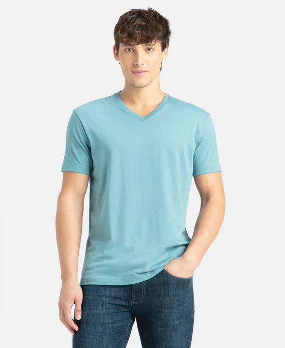 #2726 Super Combed Cotton Rich Solid V Neck Half Sleeve T-Shirt