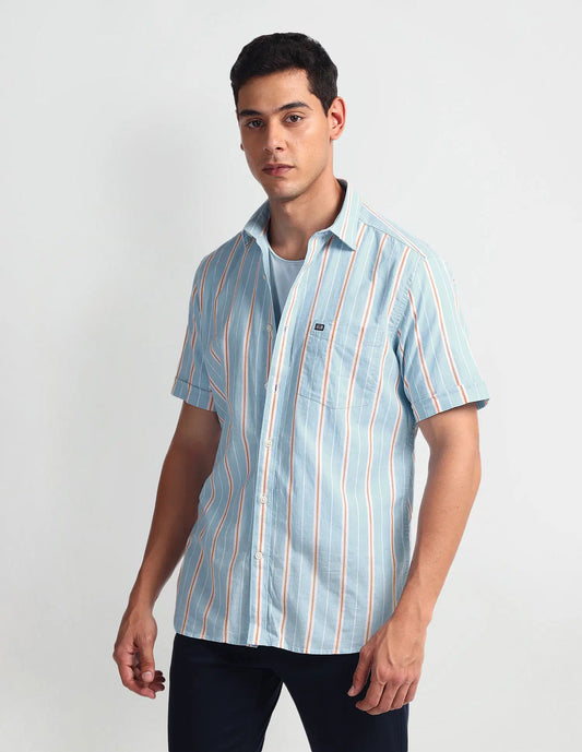 Arrow Sports Vertical Stripe Twill Shirt