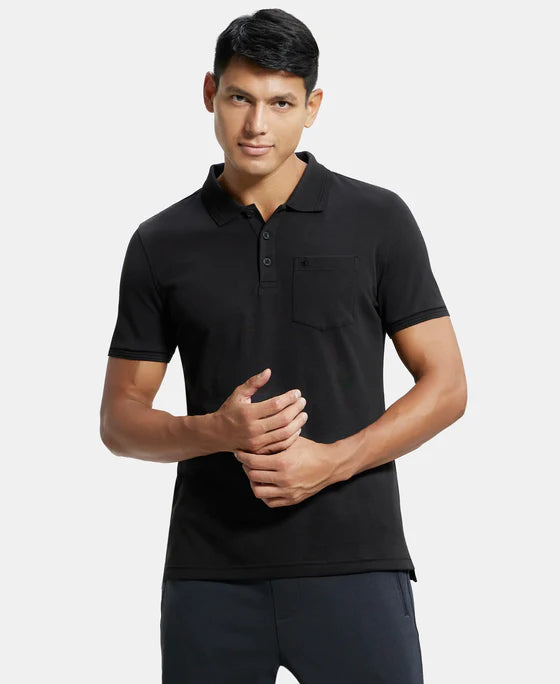 #3913 Super Combed Cotton Rich Solid Half Sleeve Polo T-Shirt with Chest Pocket