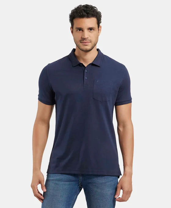 #3913 Super Combed Cotton Rich Solid Half Sleeve Polo T-Shirt with Chest Pocket
