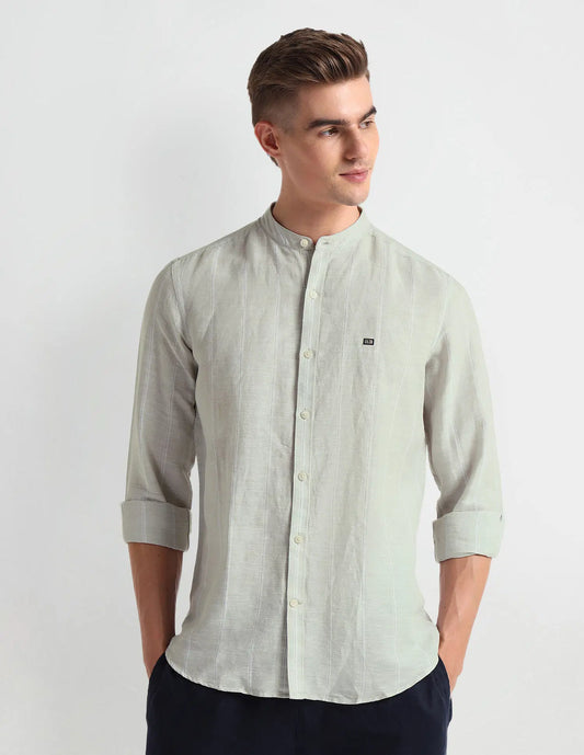 Arrow Sports Vertical Stripe Linen Shirt