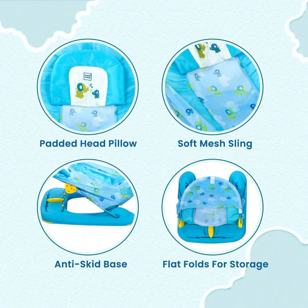 MEEMEE Bather: Adorable Baby Bath Seat Featuring Blue and Yellow Cute Patterns for Comfort