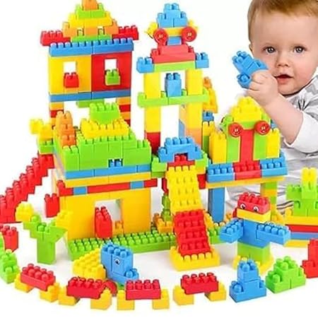 PULSBERY 200 Pieces Building Blocks for Kids with Wheel Age 3+, Smart Activity Fun and Learning Train Blocks for Toys, Multi Color Building Bricks and Blocks for Toys