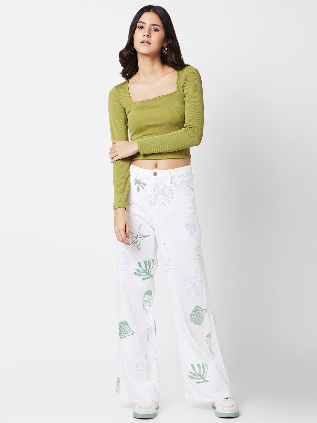 Spykar Women Wide Leg High-Rise Printed Stretchable Jeans #WDYNR1BD204