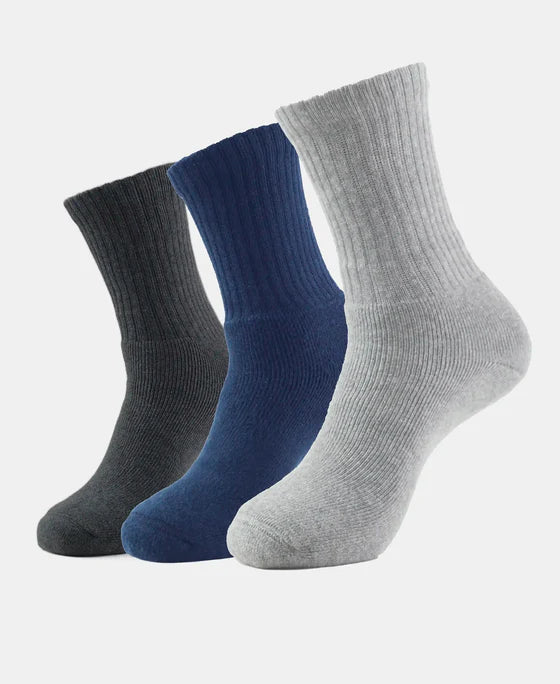 #7035 Compact Cotton Terry Crew Length Socks With StayFresh Treatment