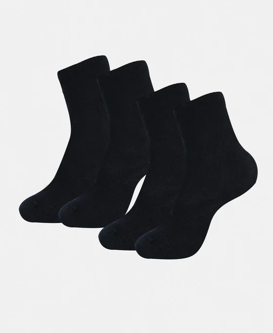 #7800 Kid's Compact Cotton Stretch Solid Calf Length Socks With StayFresh Treatment