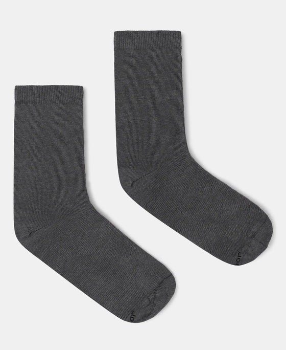 #7800 Kid's Compact Cotton Stretch Solid Calf Length Socks With StayFresh Treatment