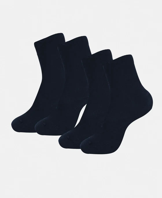 #7800 Kid's Compact Cotton Stretch Solid Calf Length Socks With StayFresh Treatment