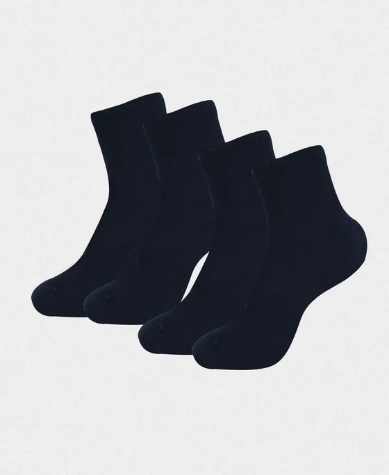 #7801 Kid's Compact Cotton Stretch Solid Ankle Length Socks With StayFresh Treatment -