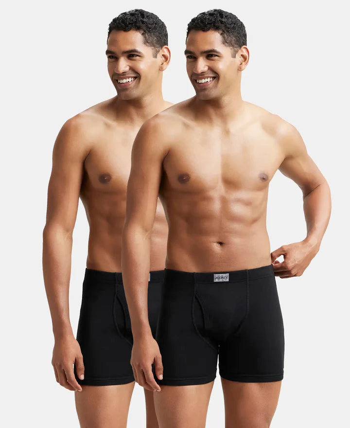 #8008 Super Combed Cotton Rib Solid Boxer Brief with Ultrasoft and Durable Waistband - Black/Seaport Teal/Deep Slate (Pack of 3)