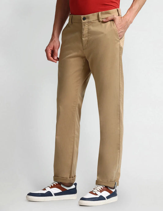 Arrow Sports Slim Fit Cotton Linen Trousers