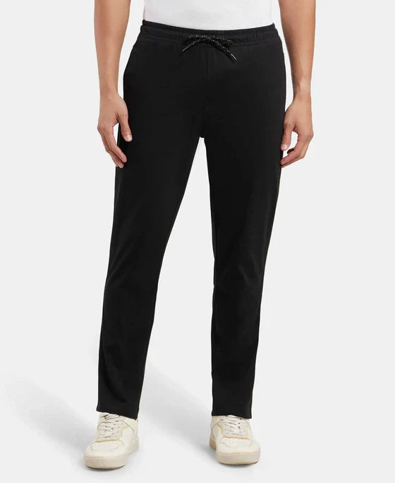 #9500 Super Combed Cotton Rich Regular Fit Trackpant with Side Pockets - Graphite & Black